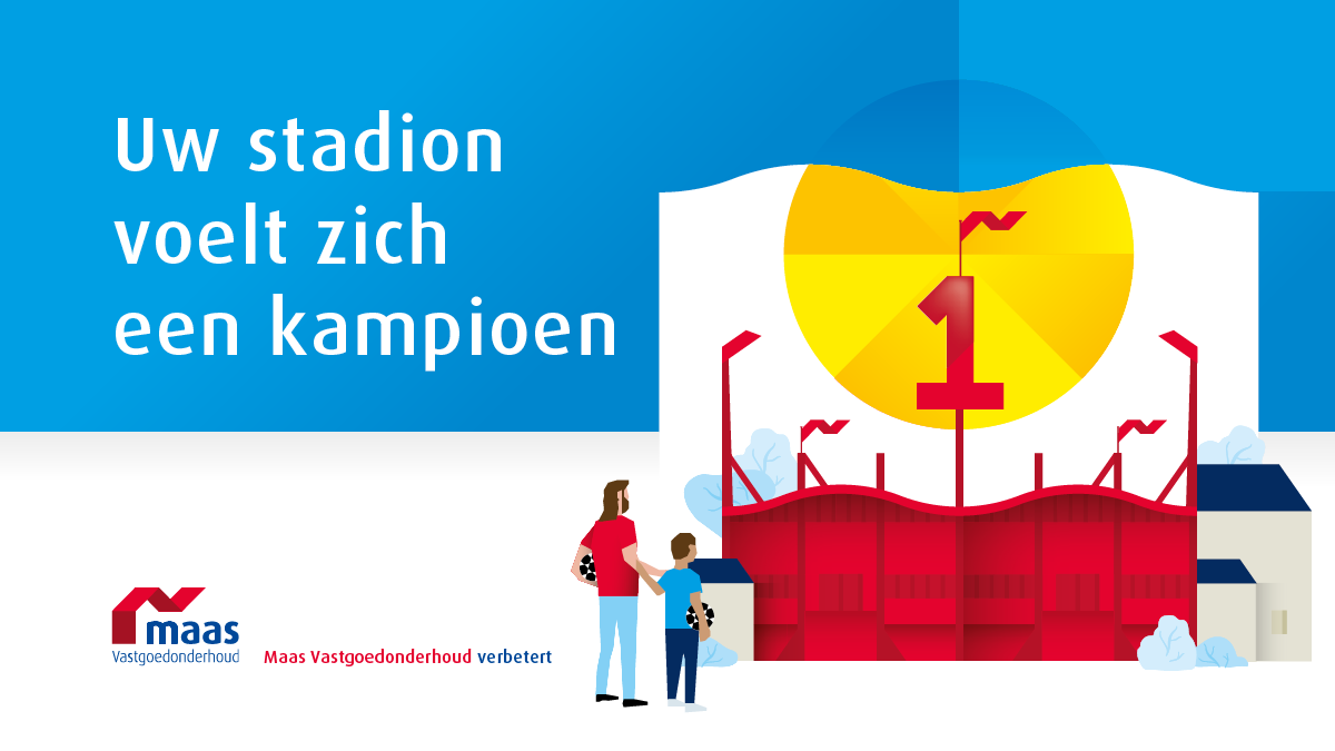 Uw stadion waant zich een kampioen. Maas Vastgoedonderhoud, verbetert.